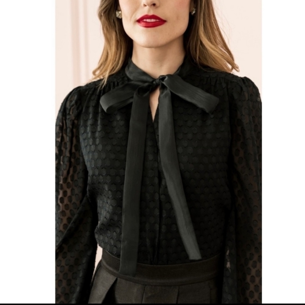 RACHEL Parcell Dot Tie Blouse